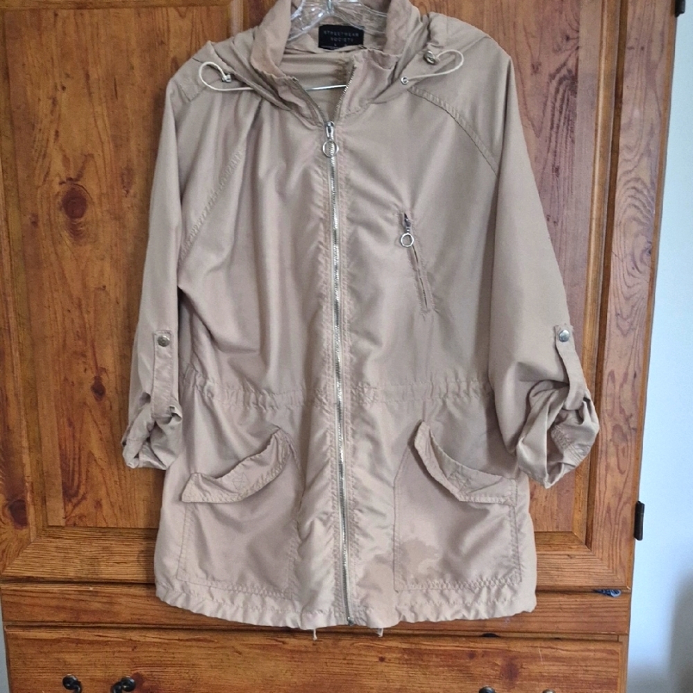 Khaki Tan Streetwear Society Hooded Jacket Large